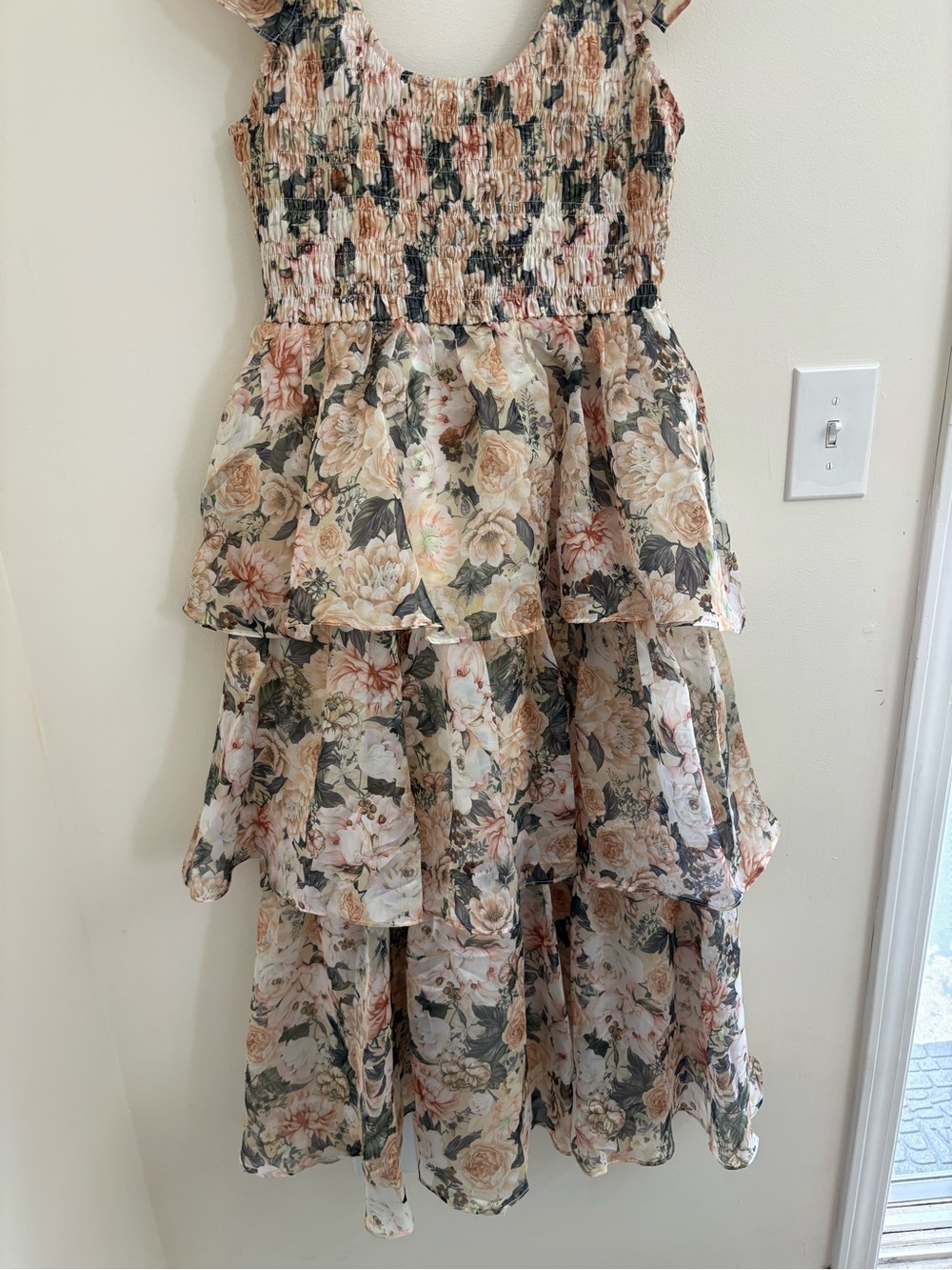 Sophie Forever & Always Organza Midi Dress Med Floral Smocked Tiered Cottagecore - Picture 5 of 14
